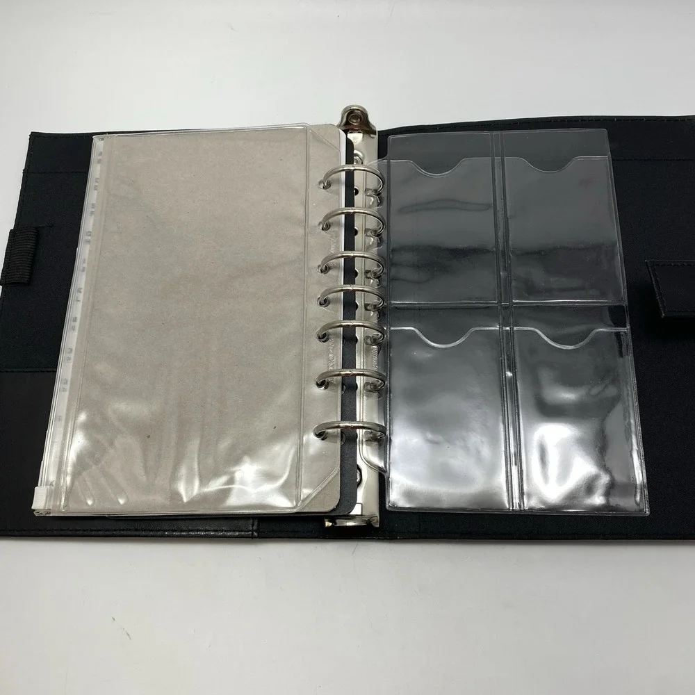 Day-Timer Black Faux Leather 9x7 Personal Planner 7-Ring Binder‎ Organizer Folio